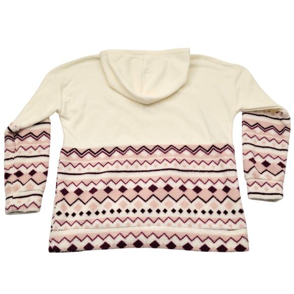 Como Vintage Pullover Hoodie Women's XXL Geometric Sherpa Fleece 1/4 Zip NEW - Picture 2 of 8